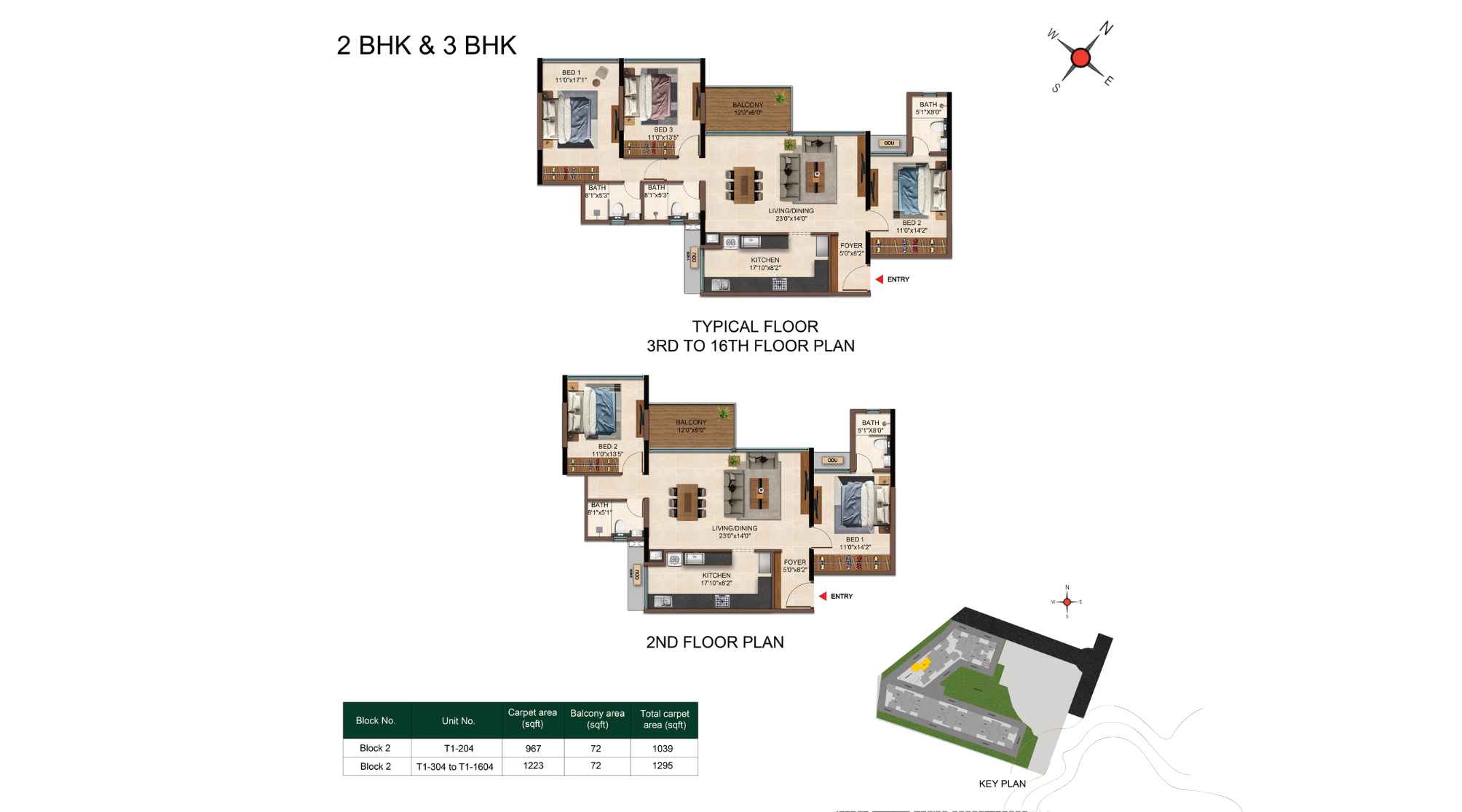 Casagrand-Caladium-Typical-Floor-Plan-2-&-3-BHK-1039-&-1293-sqft