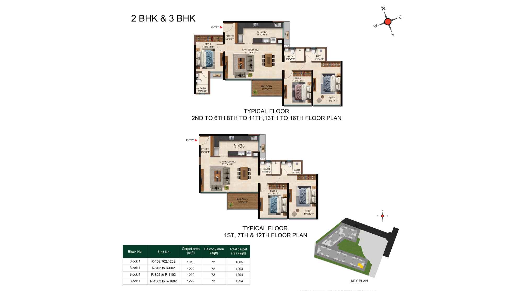 Casagrand-Caladium-Typical-Floor-Plan-2-&-3-BHK-1294-sqft