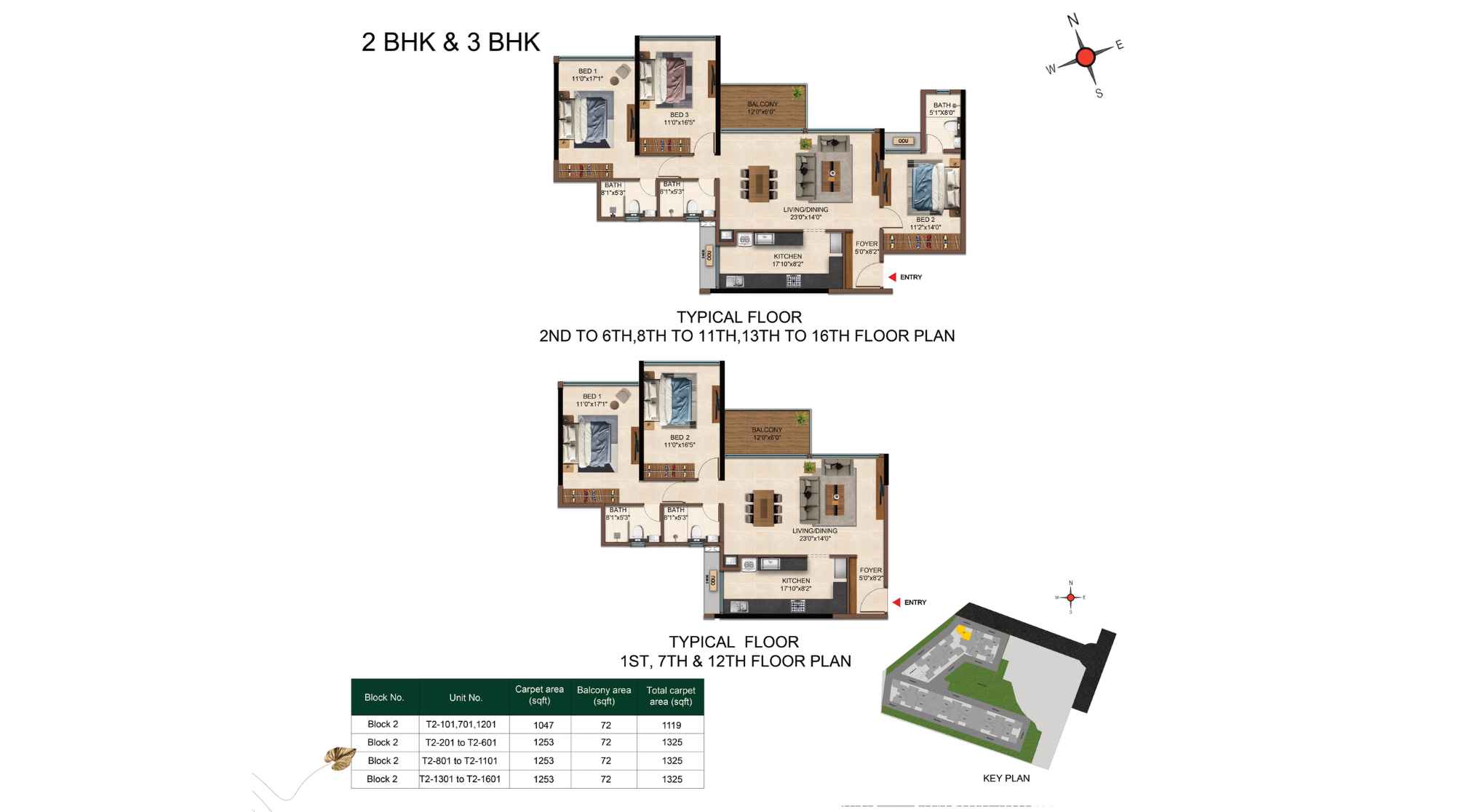 Casagrand-Caladium-Typical-Floor-Plan-2-&-3-BHK-1325-sqft