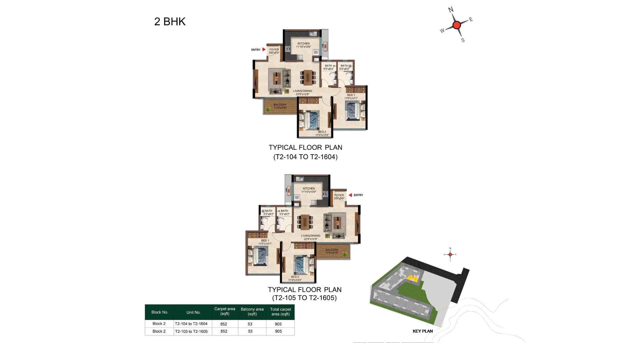 Casagrand-Caladium-Typical-Floor-Plan-2-BHK-905-sqft