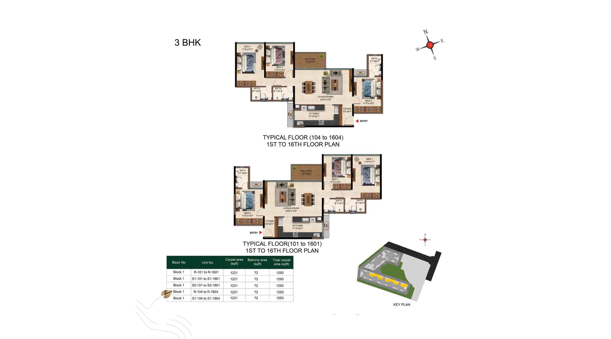 Casagrand-Caladium-Typical-Floor-Plan-3-BHK-1293-sqft